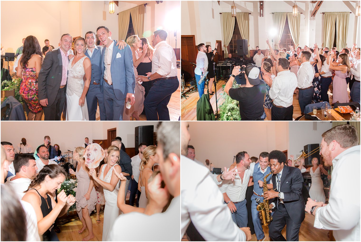 Sandy Hook Chapel wedding reception dancing photographed by NJ wedding photographer Idalia Photography