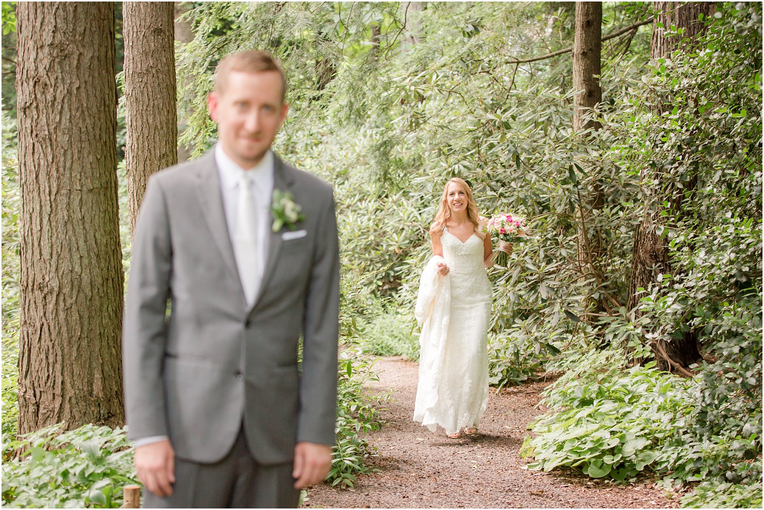 First look photos at Leonard J. Buck Gardens | Stone House at Stirling Ridge Wedding Photography by Idalia Photography