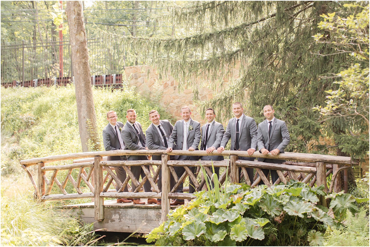 Groomsmen photos at Leonard J. Buck Garden