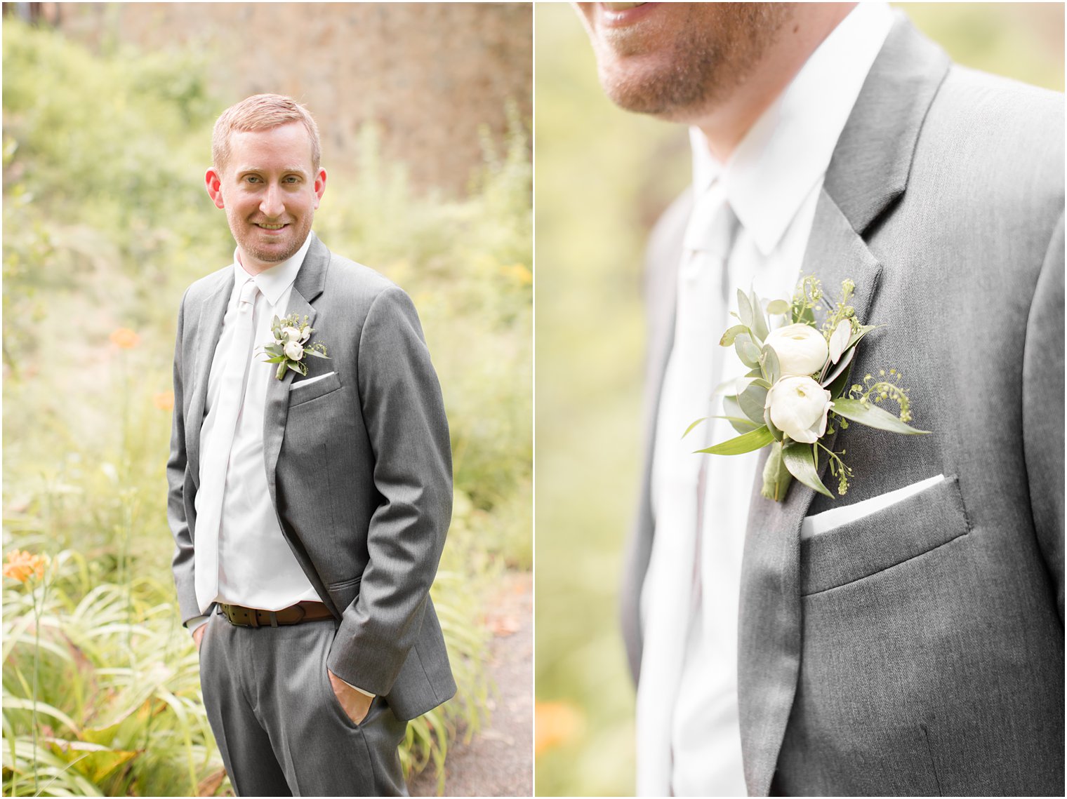 Groom photos at Leonard J. Buck Garden