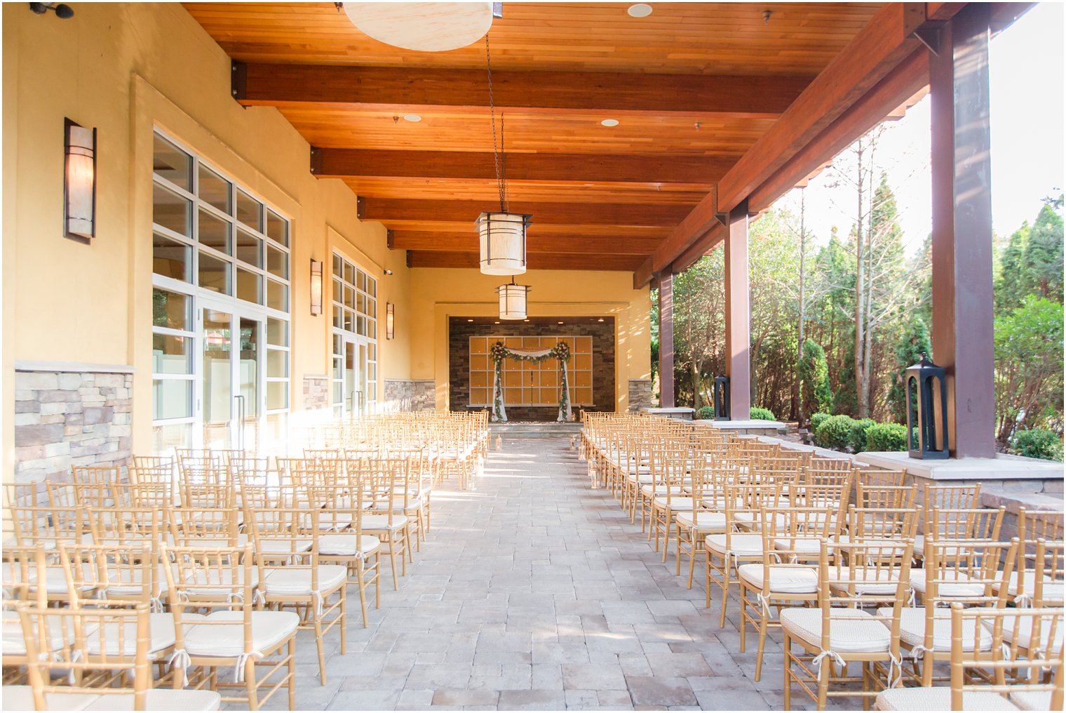 Wedding ceremony at Stone House at Stirling Ridge in Warren, NJ