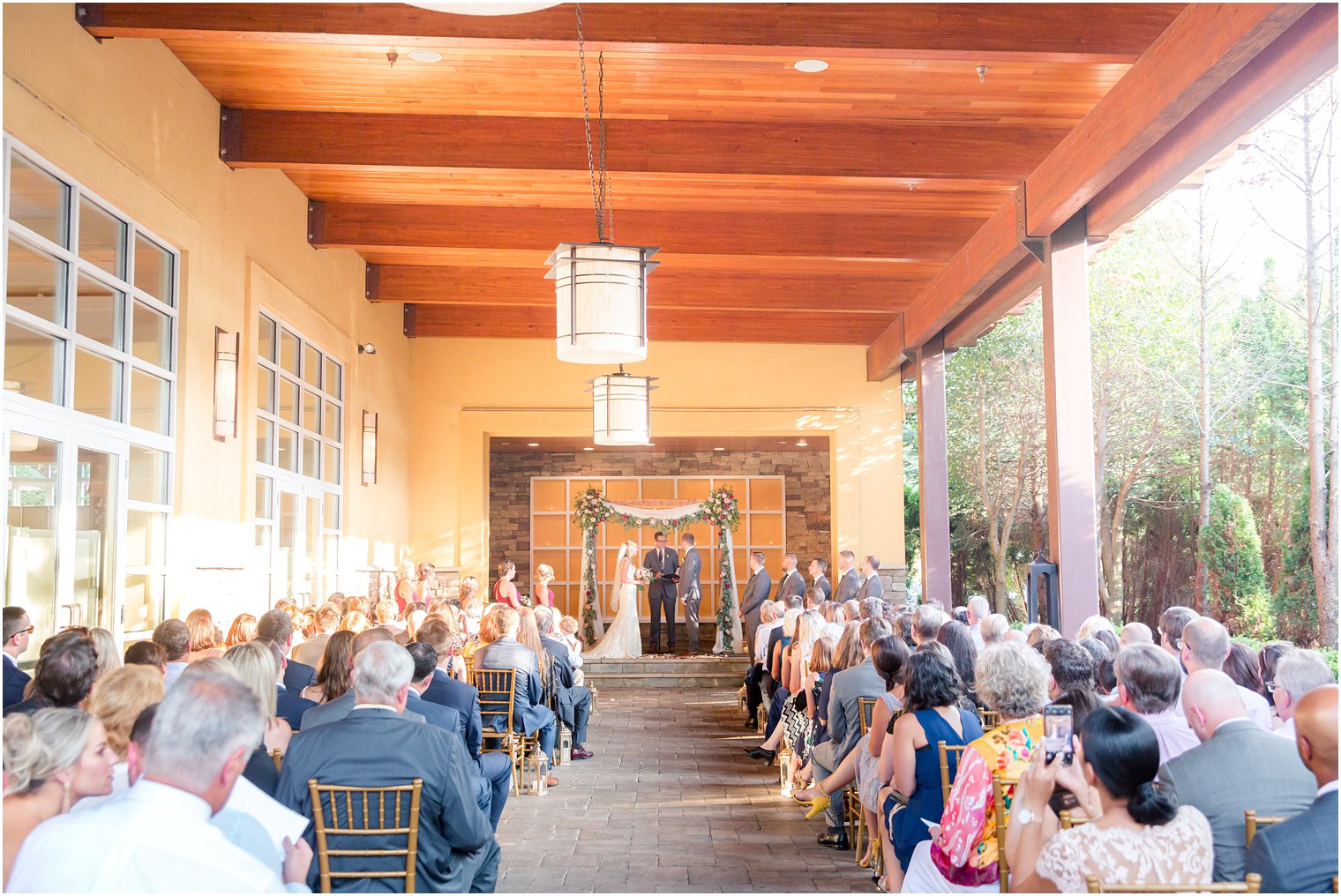 Wedding ceremony at Stone House at Stirling Ridge in Warren, NJ