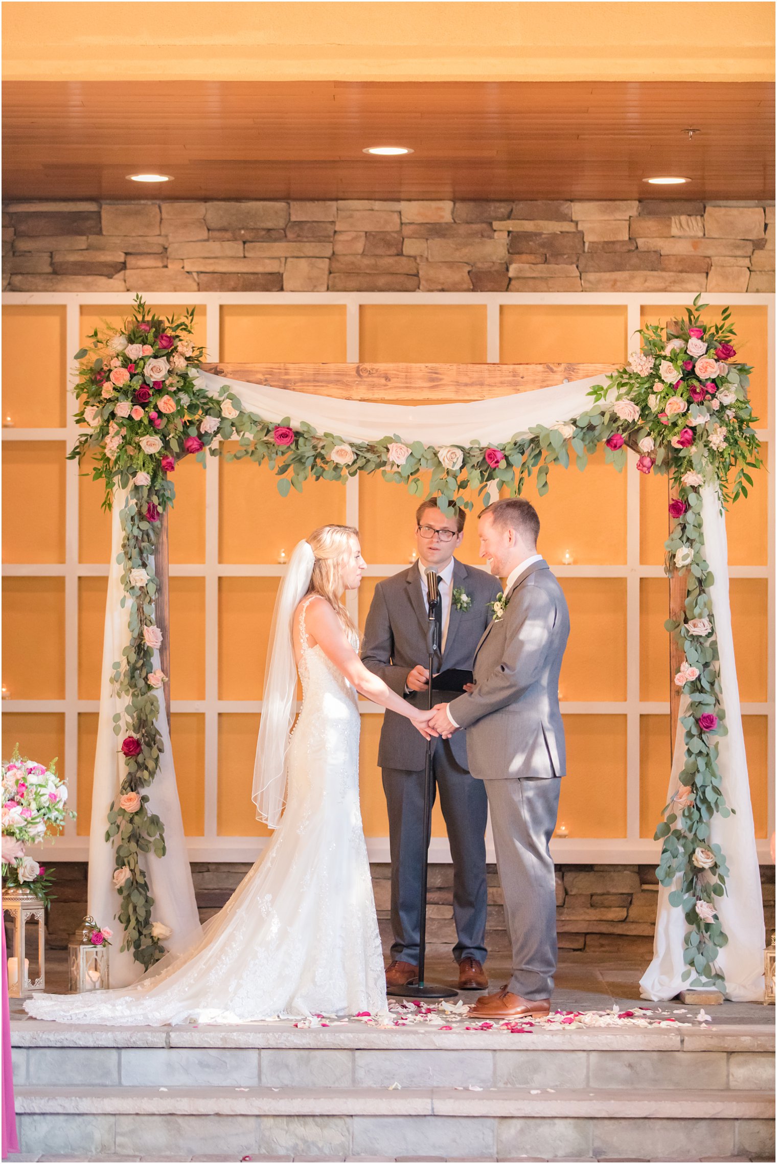 Wedding ceremony at Stone House at Stirling Ridge in Warren, NJ
