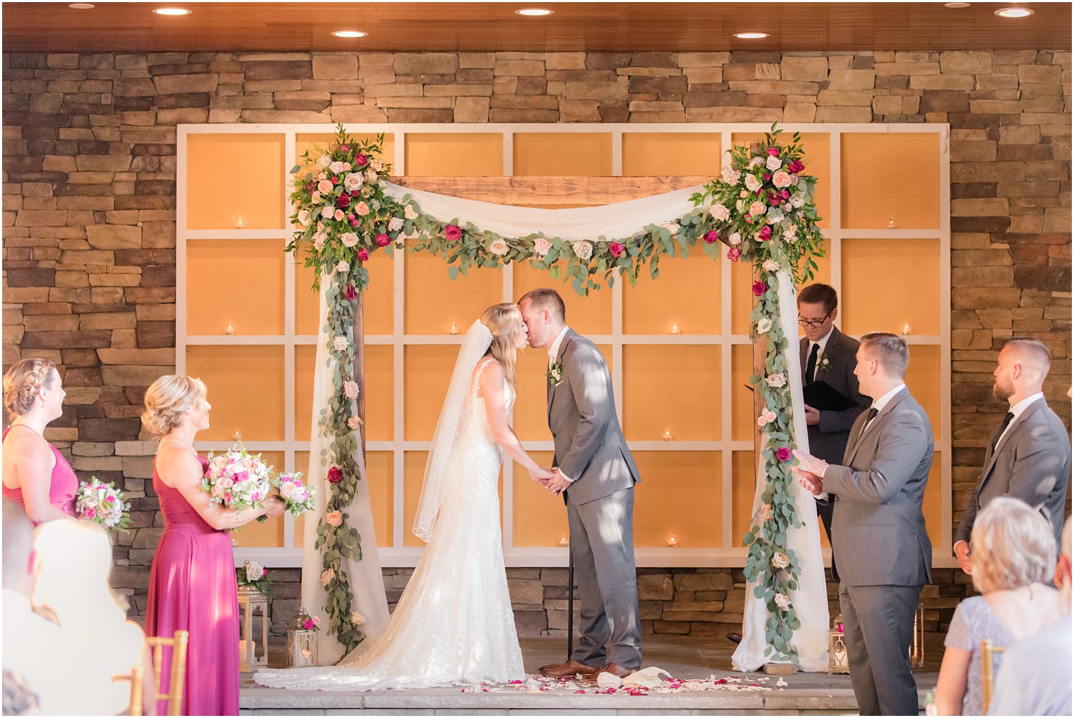 Wedding ceremony at Stone House at Stirling Ridge in Warren, NJ