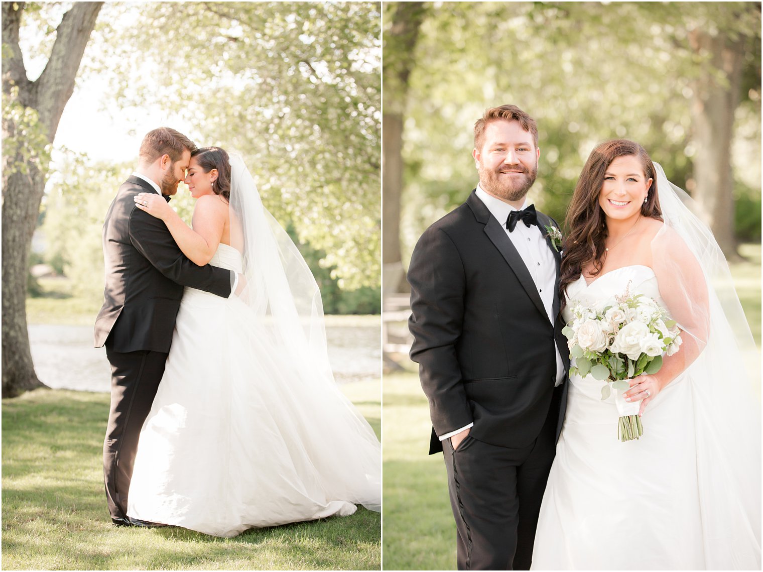 Bride and groom posing for photos at Indian Trail Club 