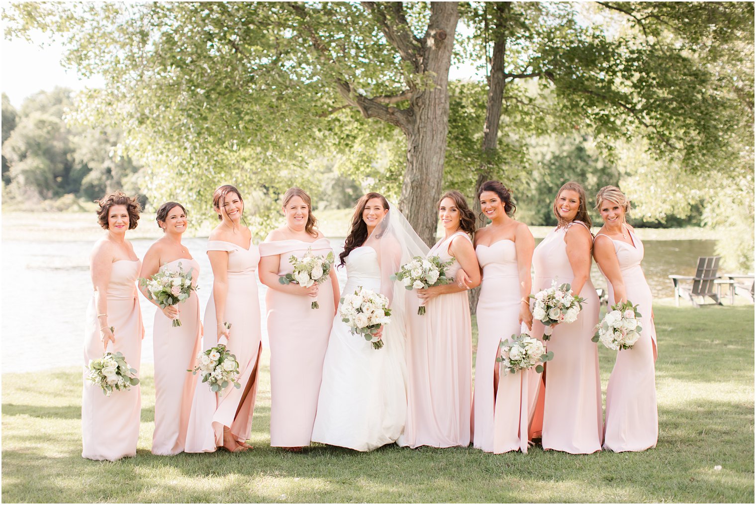 Bridesmaids for a black tie wedding at Indian Trail Club
