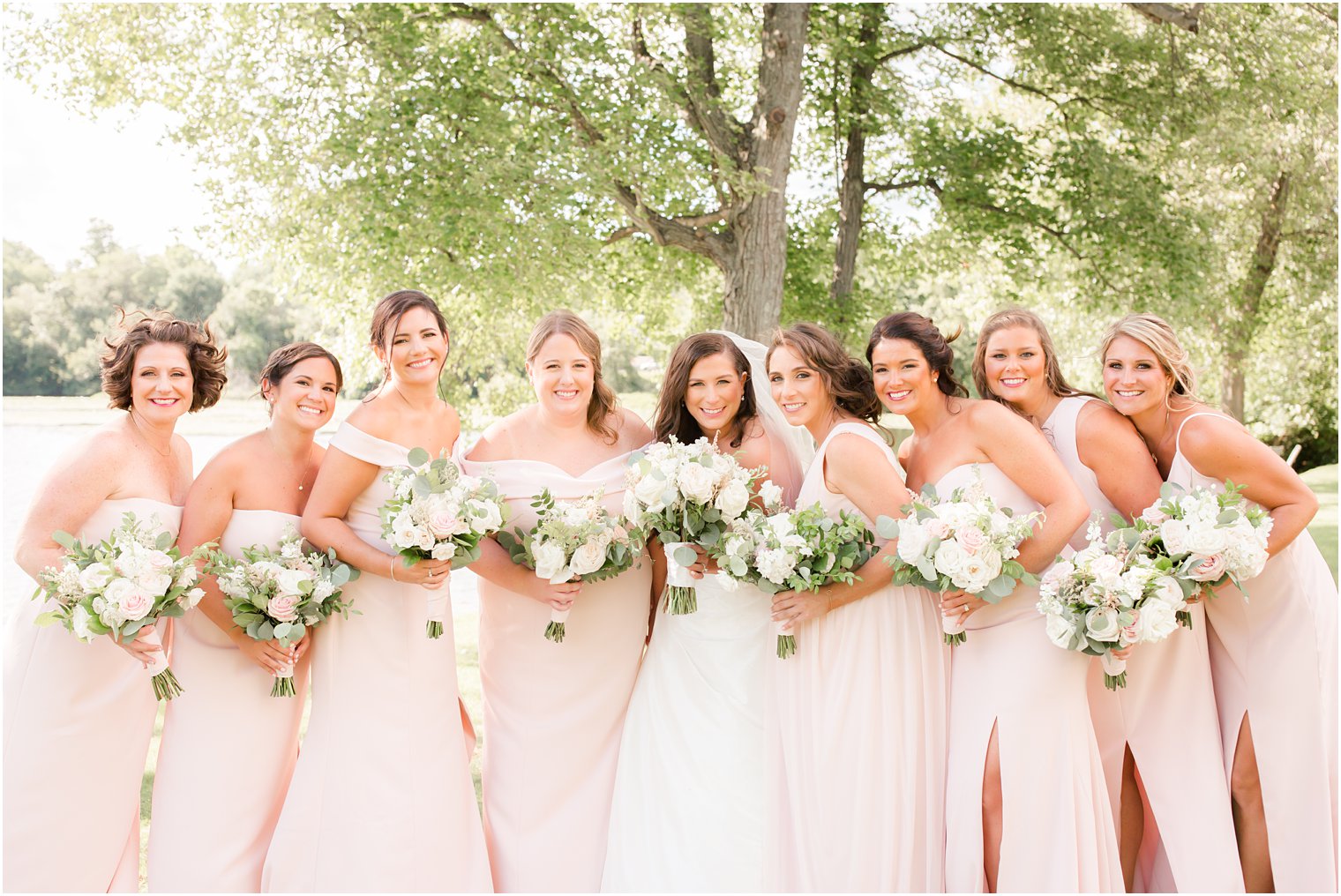 Bridesmaids in pink dresses