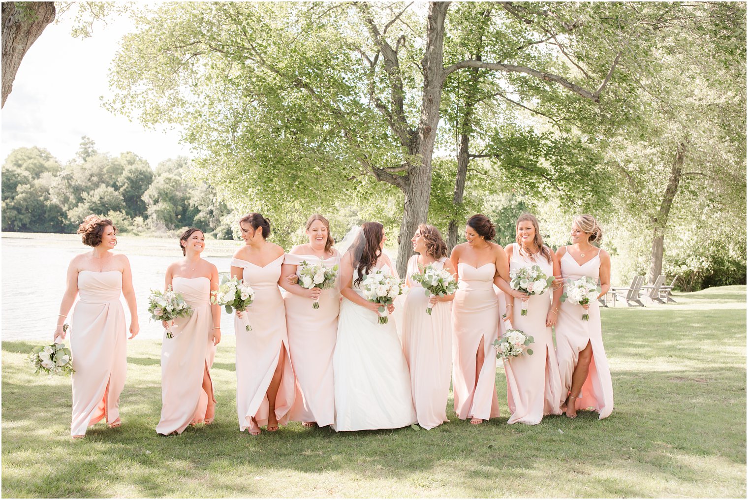 Candid photo of bride and bridesmaids at Indian Trail Club 