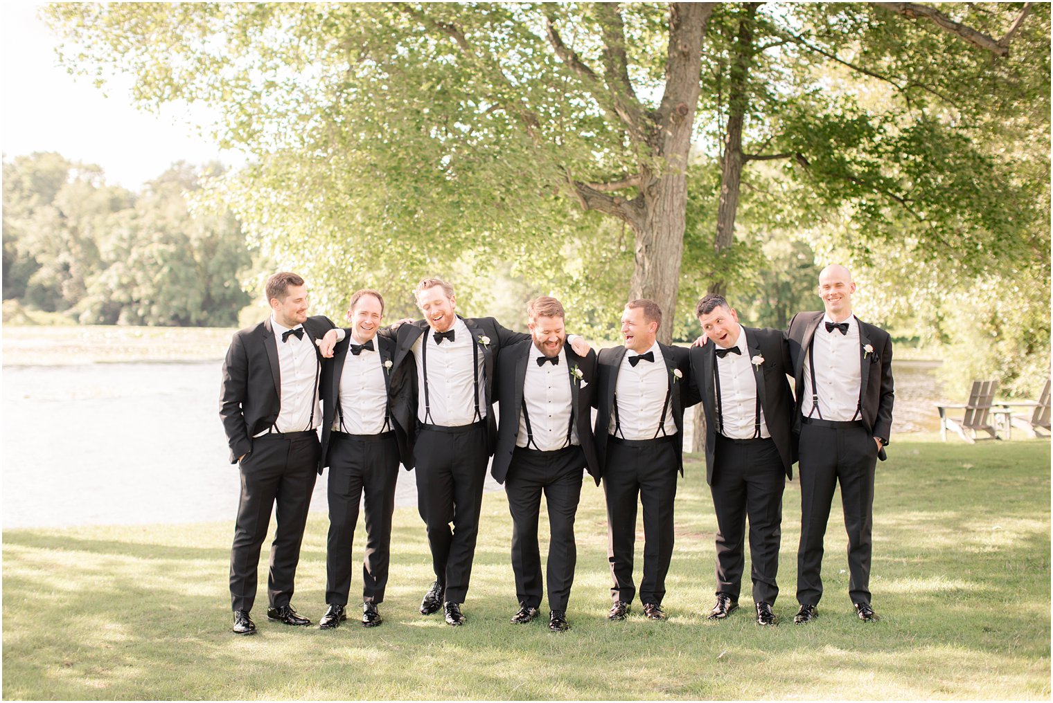 Documentary style photo of groomsmen at Indian Trail Club 