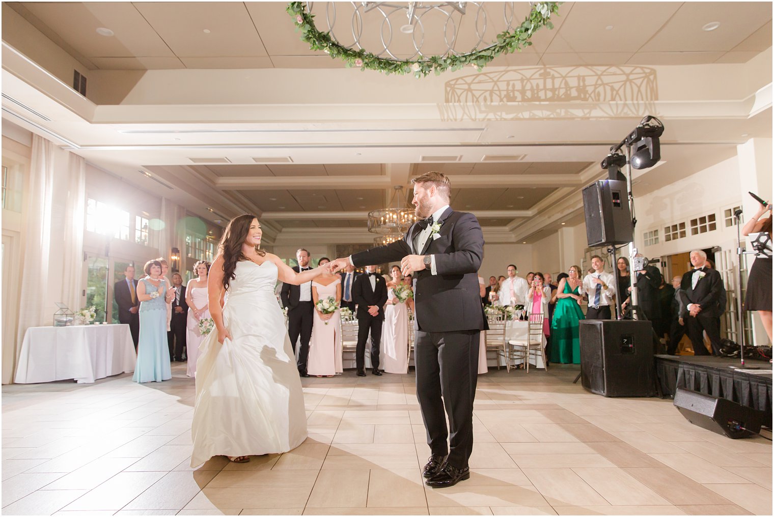 Bride and groom during their first dance at Indian Trail Club 