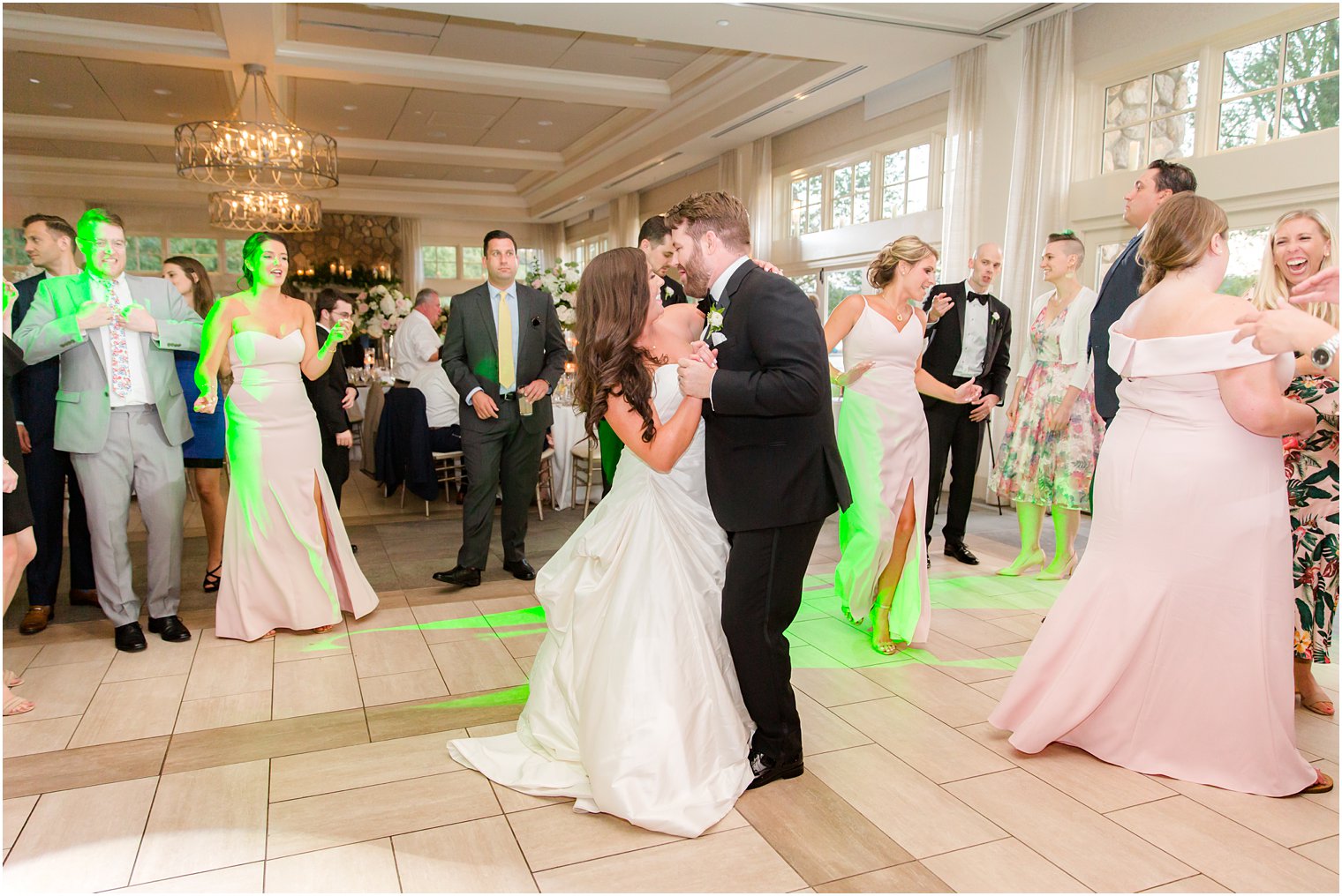 Guests dancing at wedding reception at Indian Trail Club 