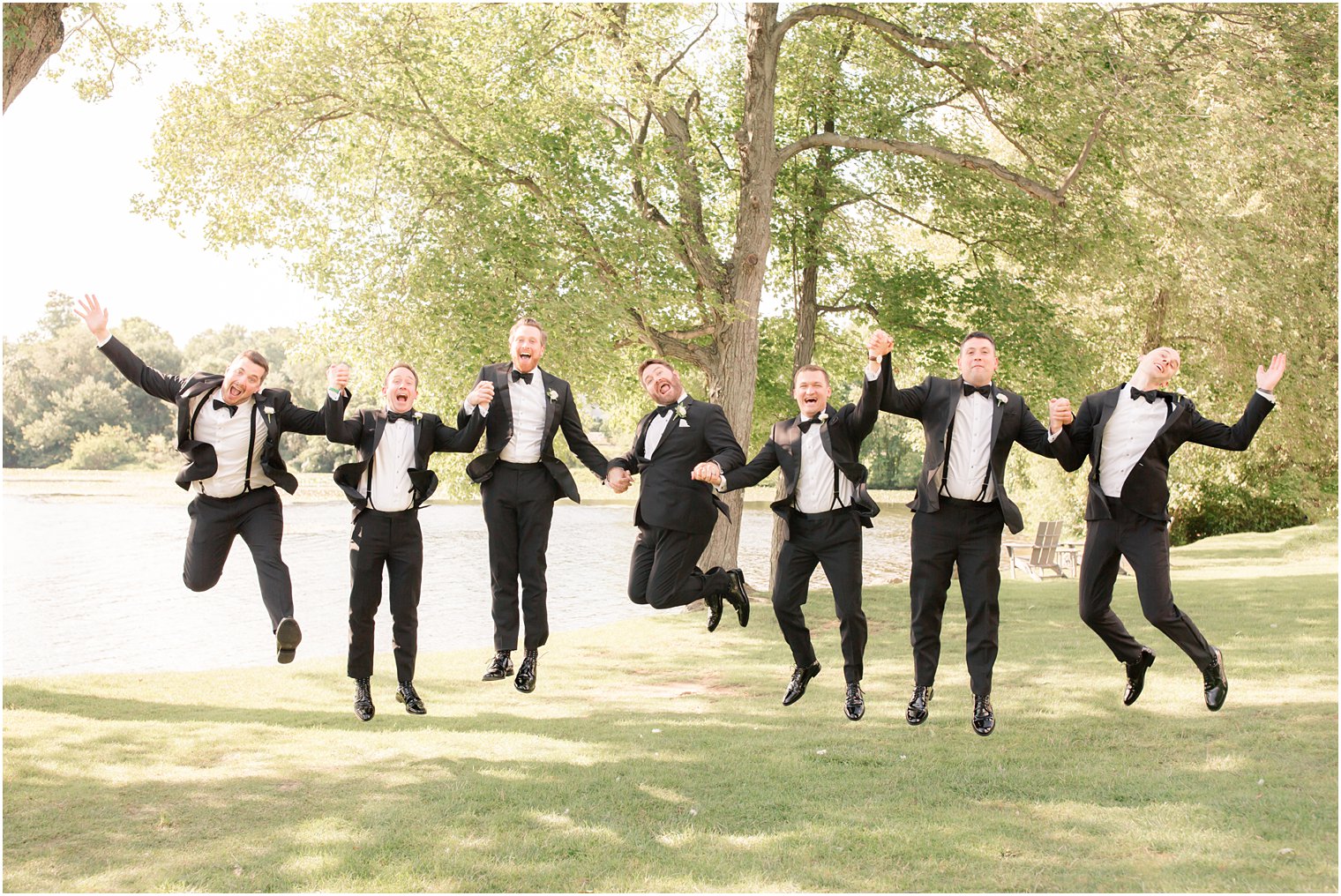 Jumping groomsmen photo at Indian Trail Club 