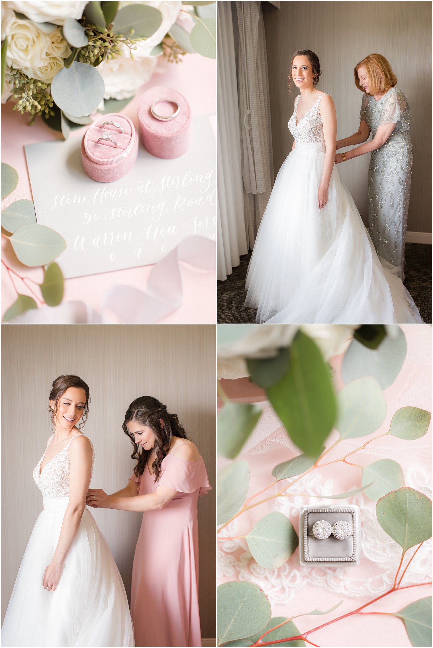 Bride getting ready with her mother