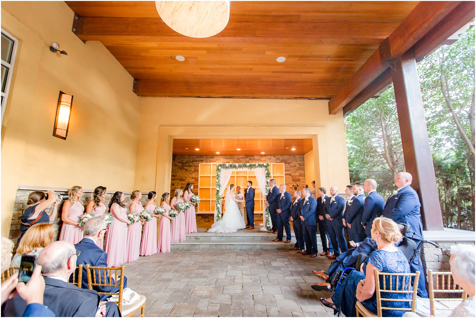 Wedding ceremony at Stone House at Stirling Ridge Wedding Photos by NJ Wedding Photographers Idalia Photography