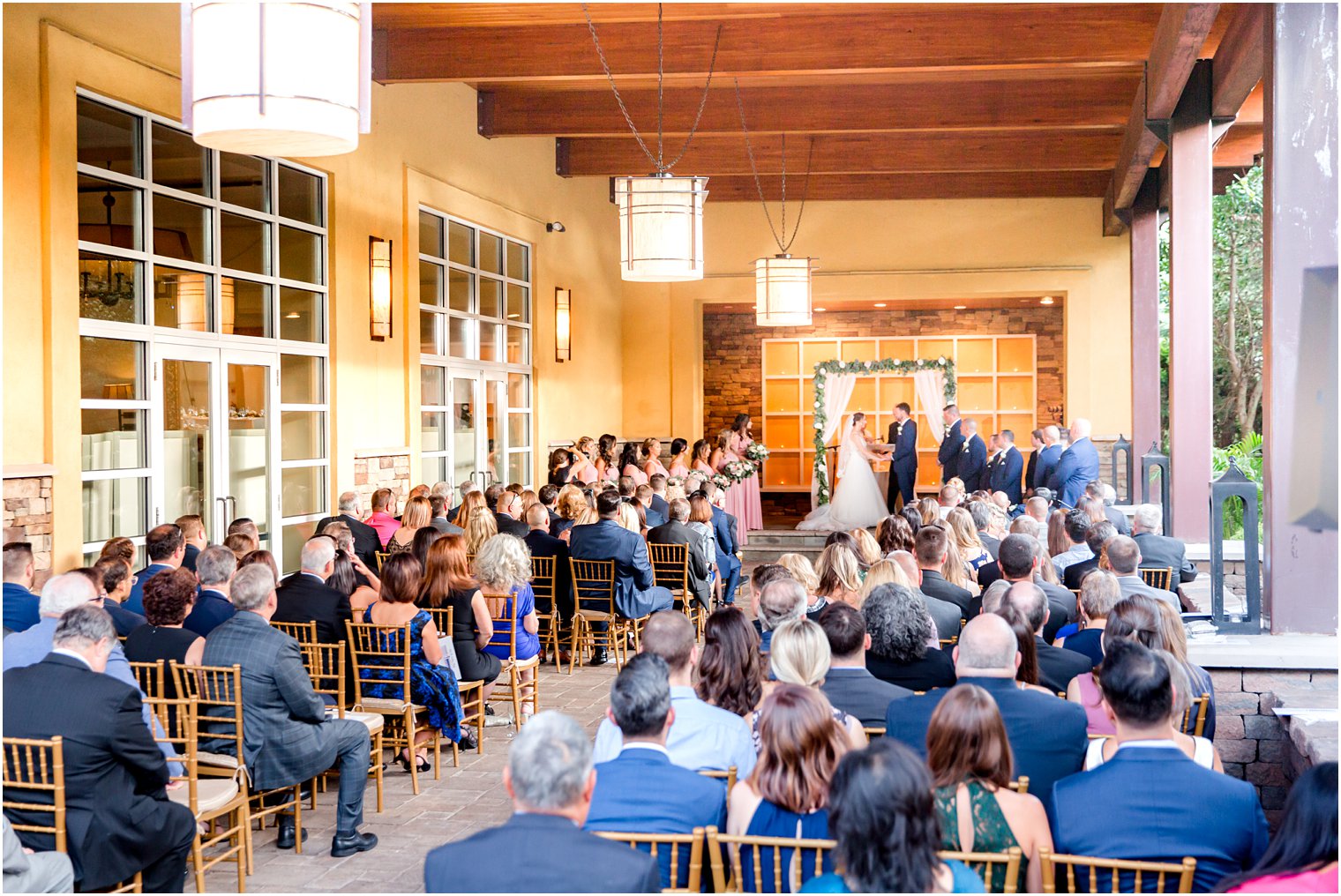 Wedding ceremony at Stone House at Stirling Ridge Wedding Photos by NJ Wedding Photographers Idalia Photography