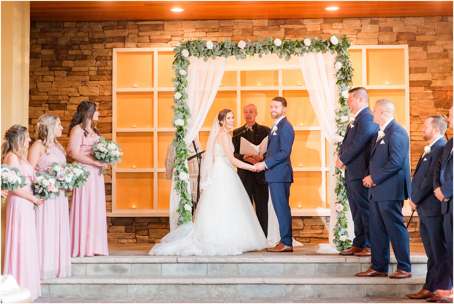 Wedding ceremony at Stone House at Stirling Ridge Wedding Photos by NJ Wedding Photographers Idalia Photography