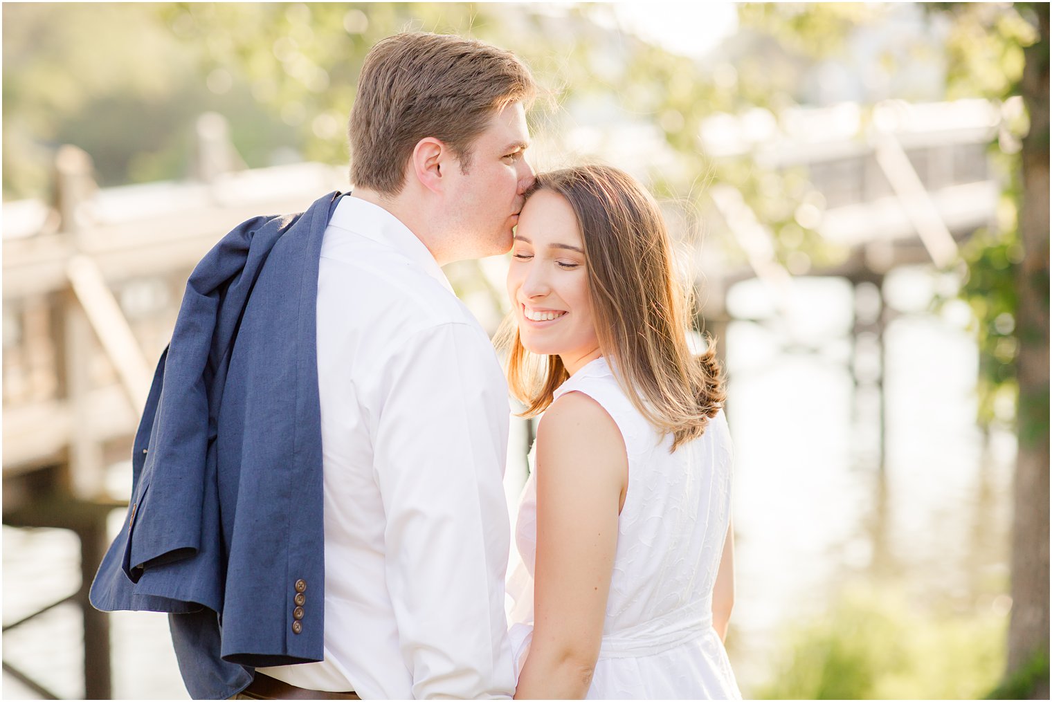 Documentary style engagement photo in Spring Lake