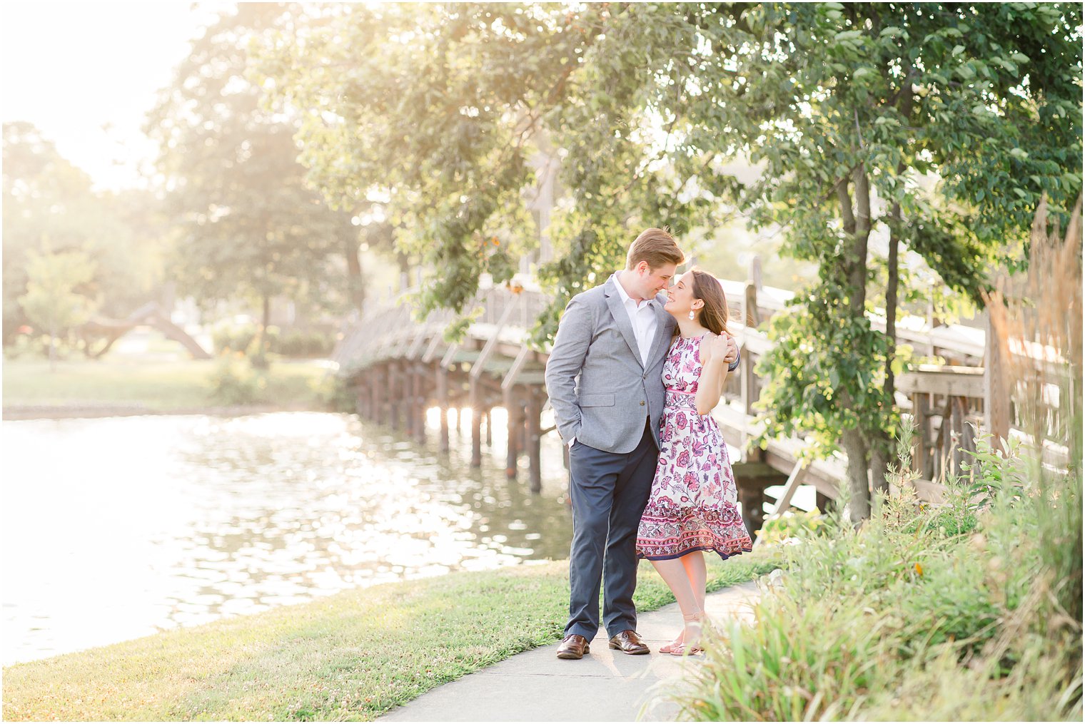 Preppy outfits for engagement photos in Spring Lake
