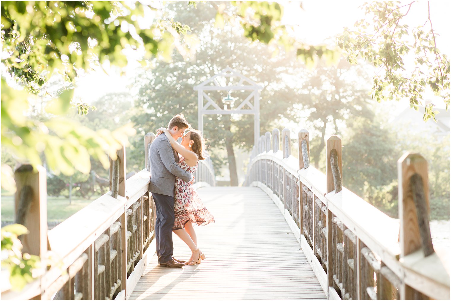 Romantic photos on bridge at Divine Park in Spring Lake NJ 