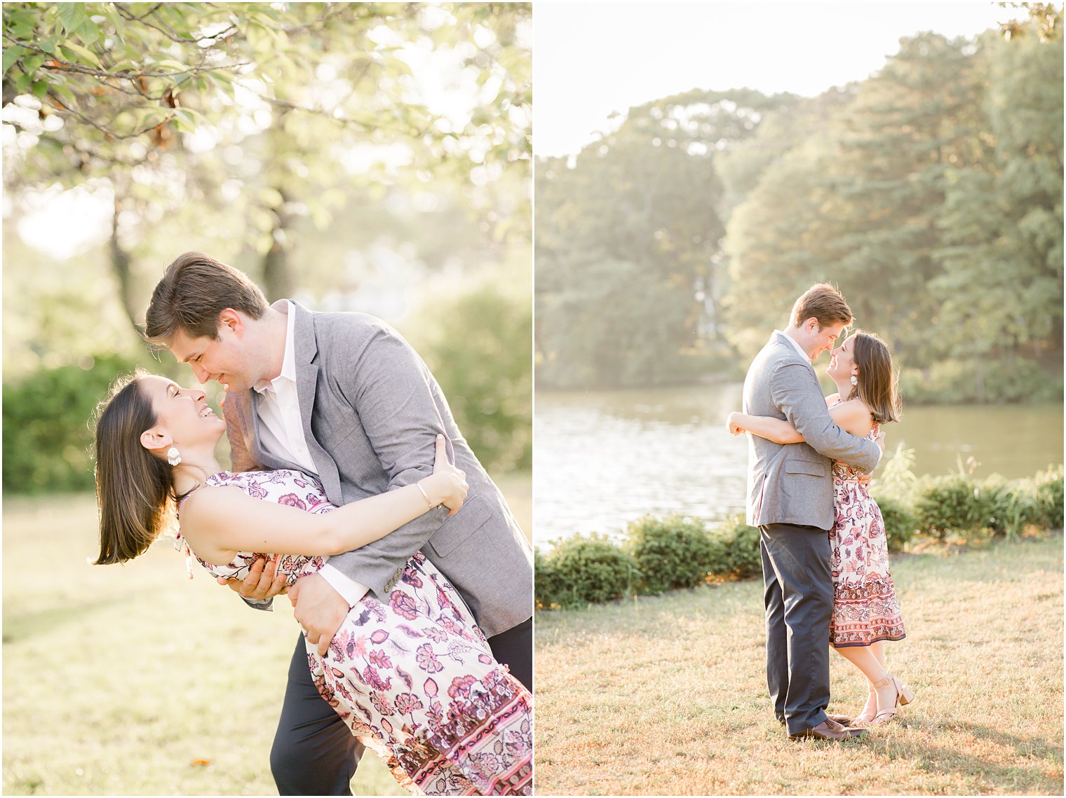 Golden hour engagement photos in Spring Lake