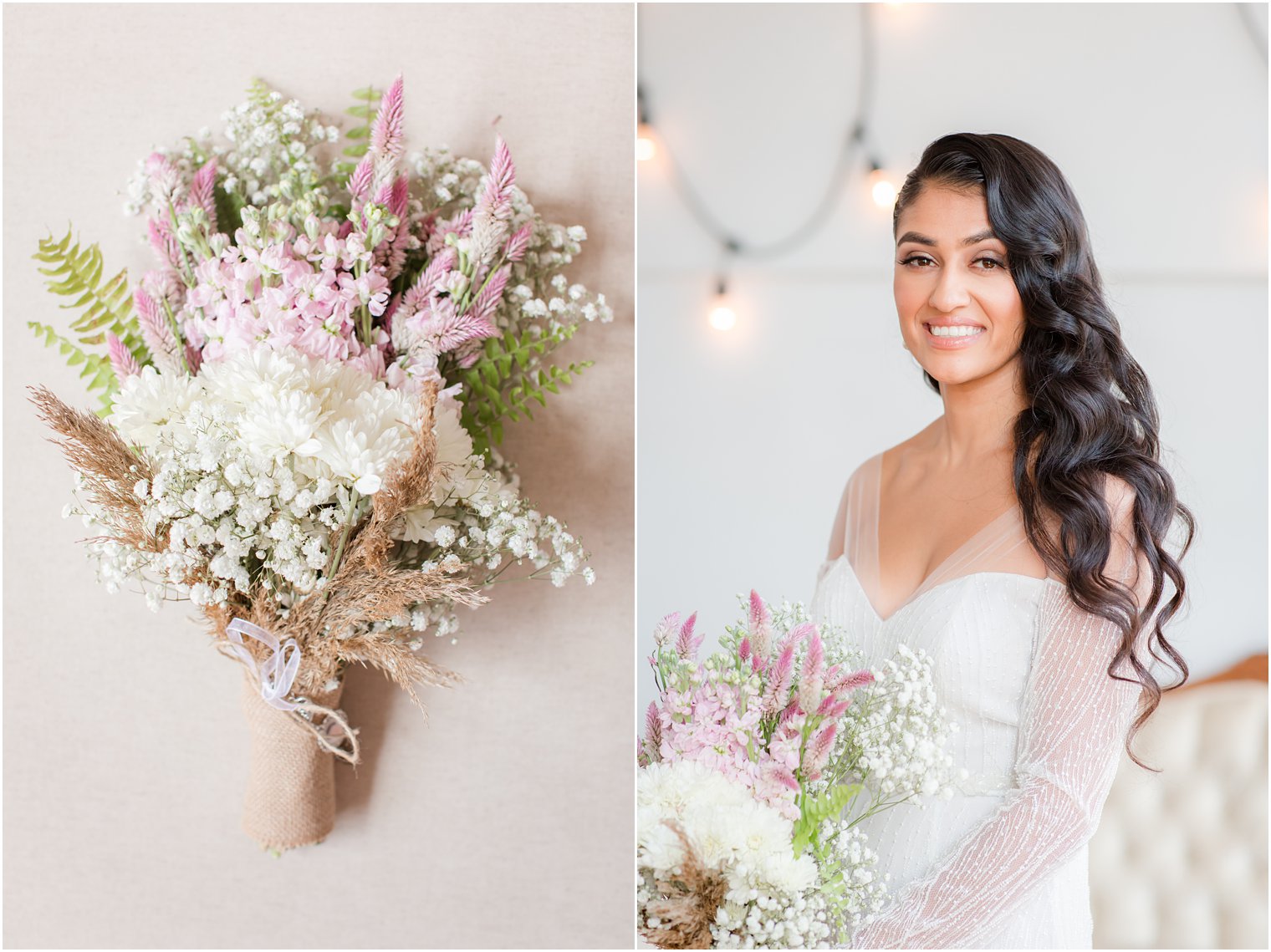 Bridal portrait with bouquet made of wildflowers