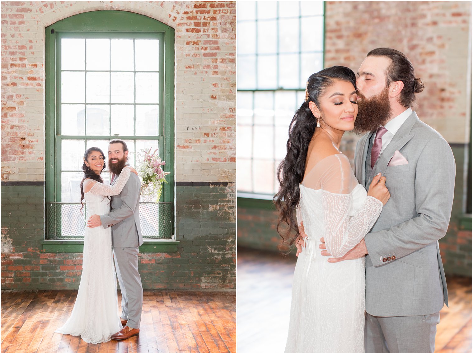 Bride and groom portrait at Art Factory Studios in Paterson NJ 