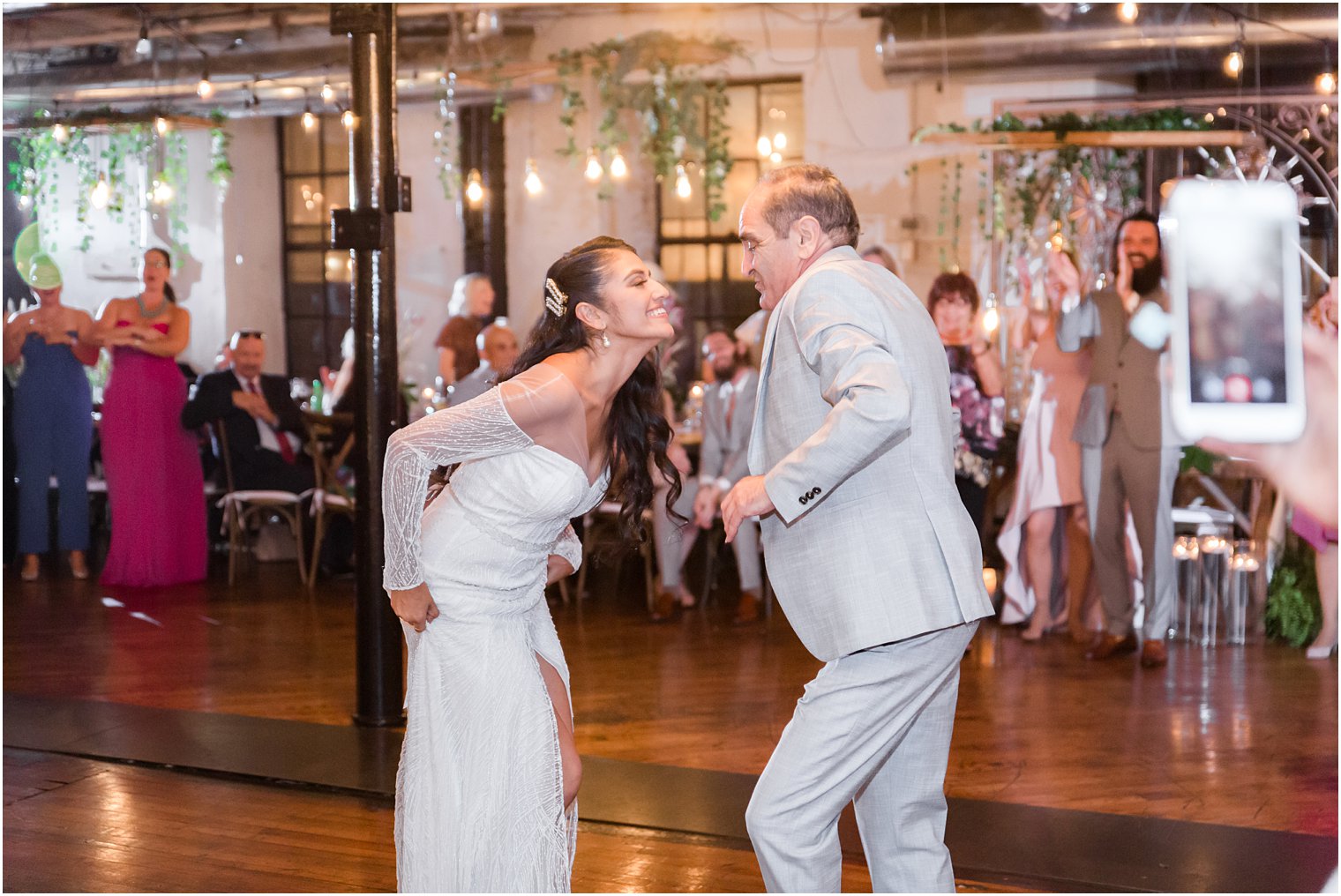 Reception dancing photos for industrial chic wedding at Art Factory Studios in Paterson NJ