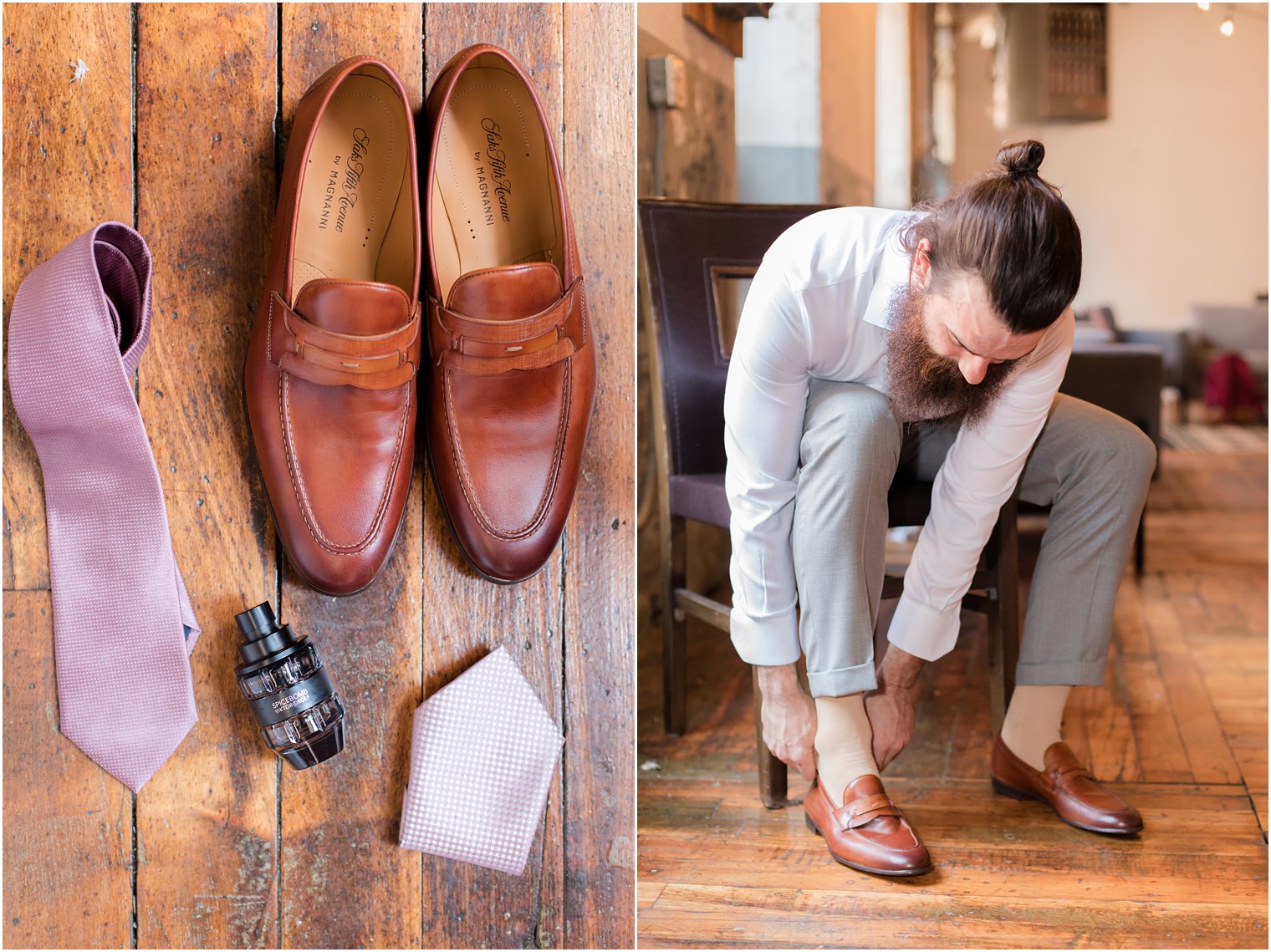 Groom getting ready for wedding day