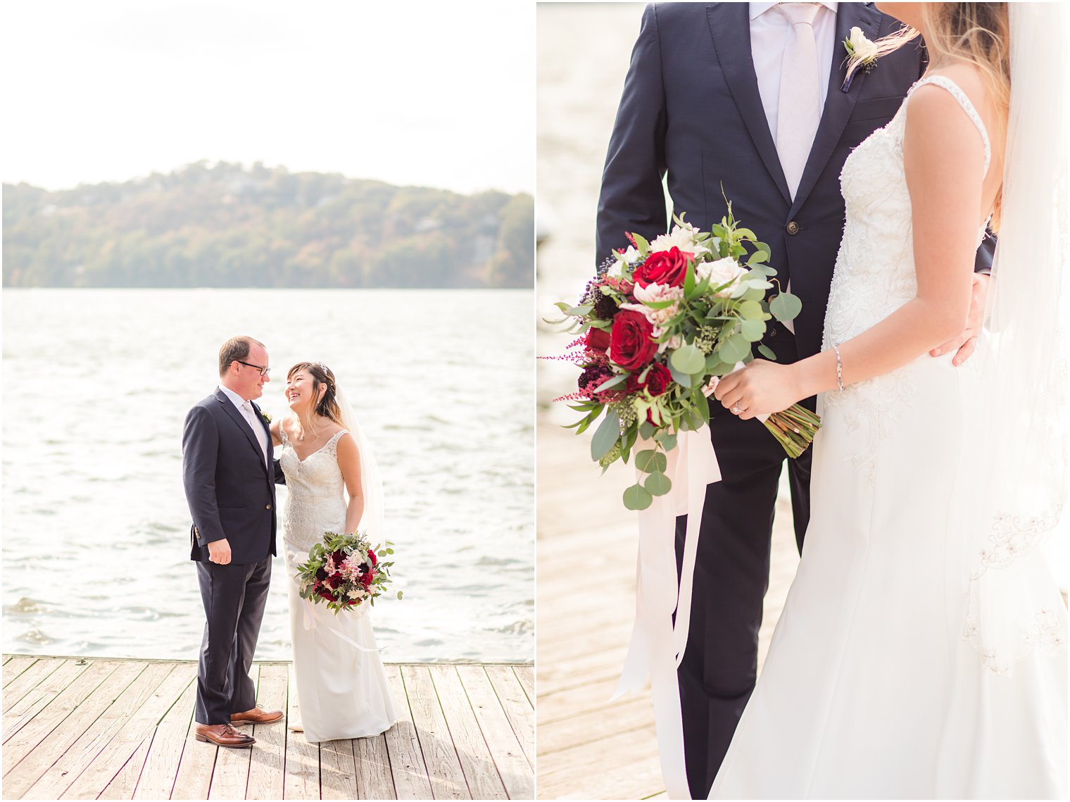 fall wedding portraits at Lake Mohawk with Idalia Photography