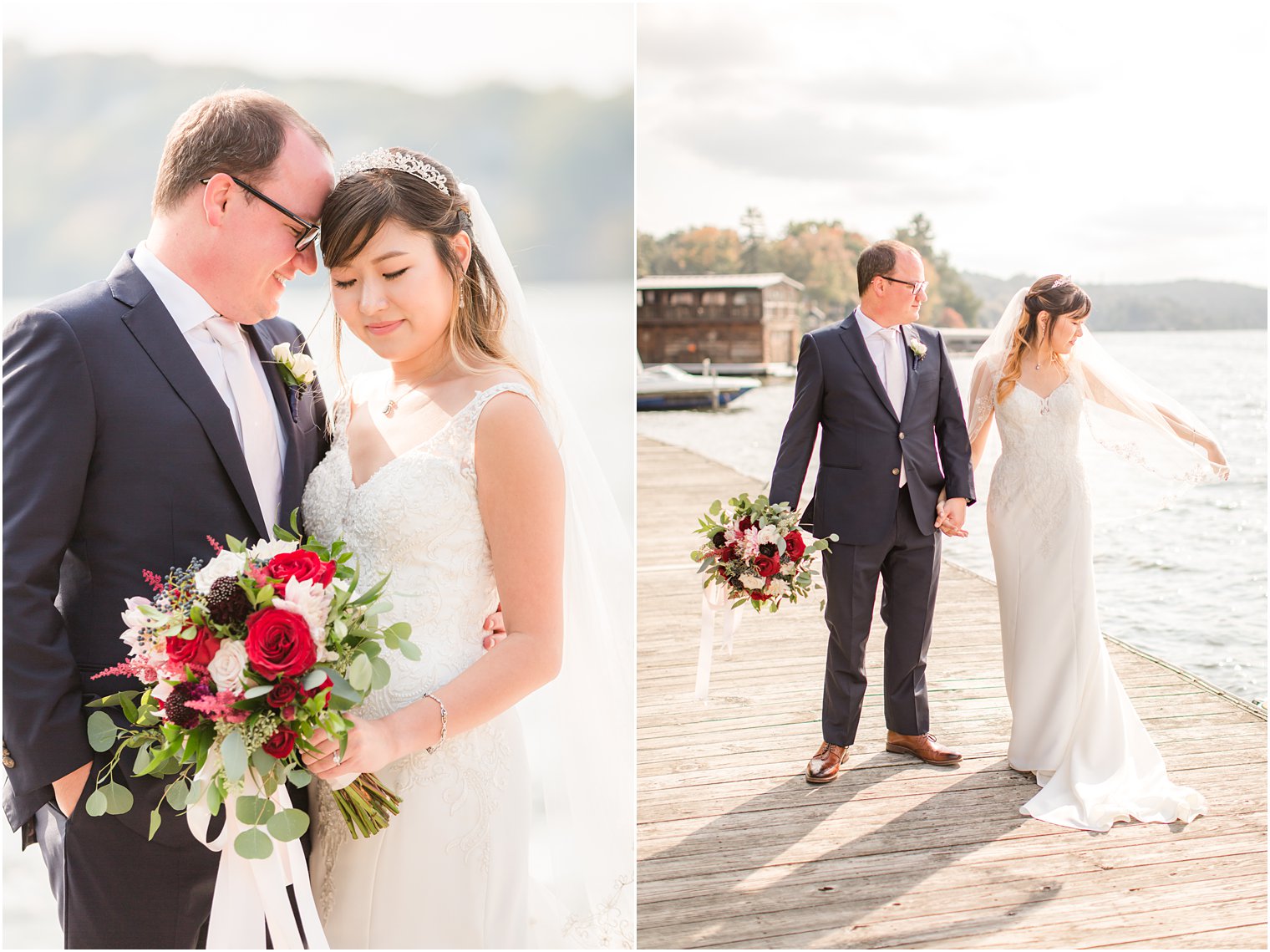waterfront fall wedding portraits by Idalia Photography