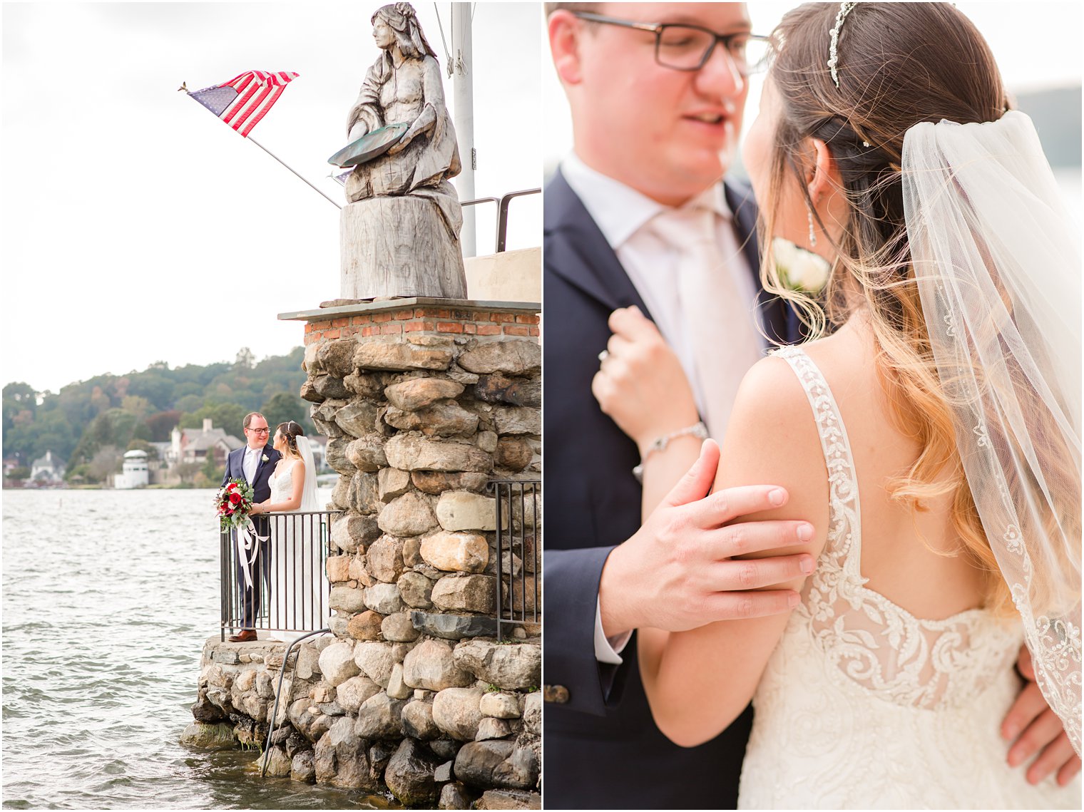 waterfront Lake Mohawk Country Club wedding portraits by Idalia Photography