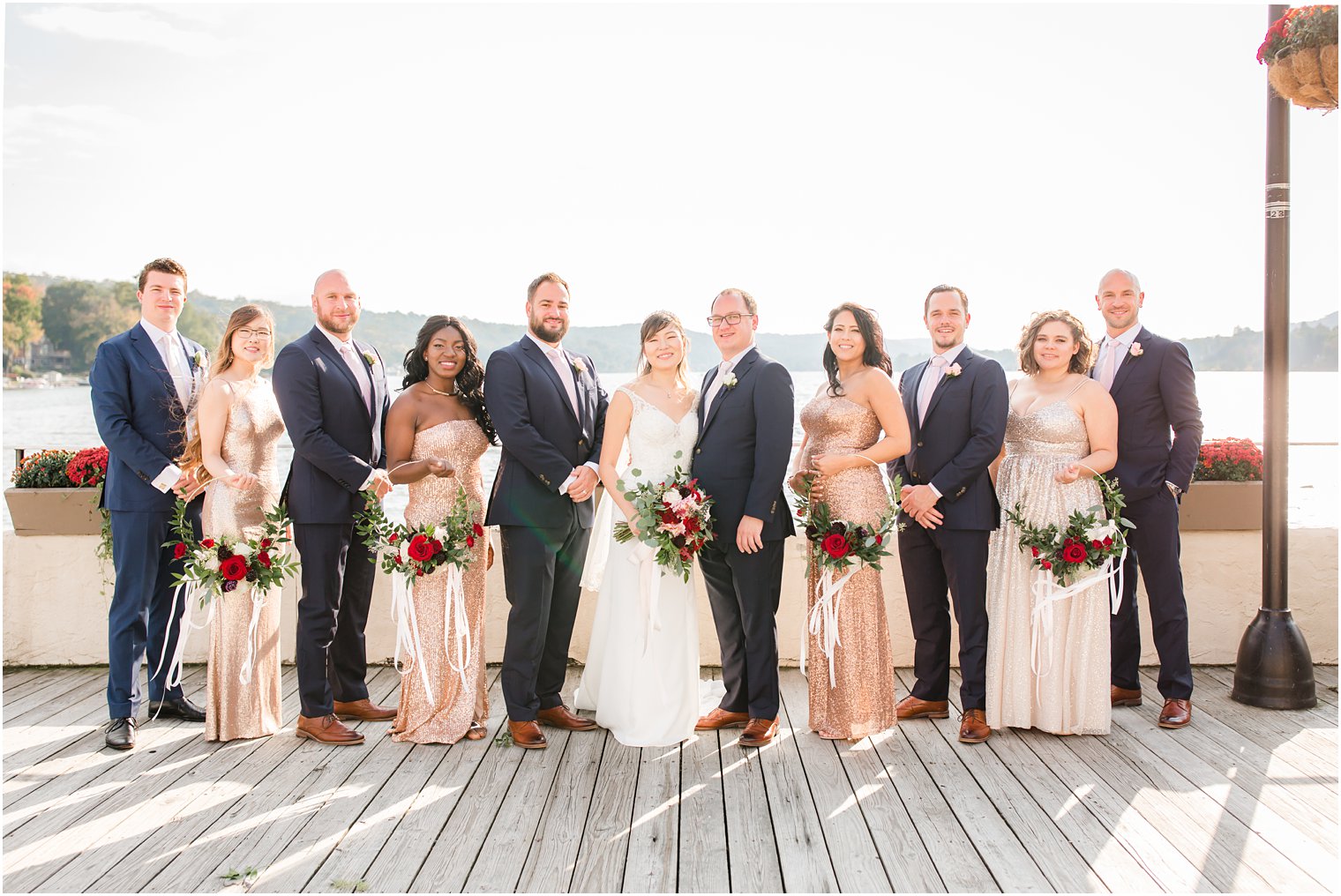 bridal party with copper floral circles by A Touch of Elegance Events