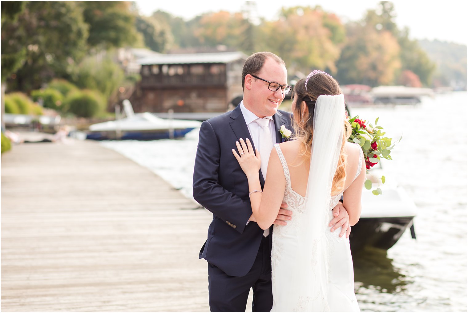 wedding portraits along the water by Idalia Photography