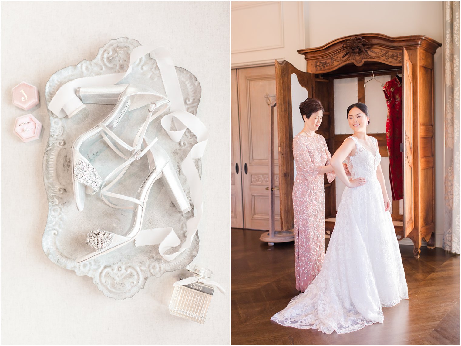 Bride getting ready in Park Chateau bridal suite