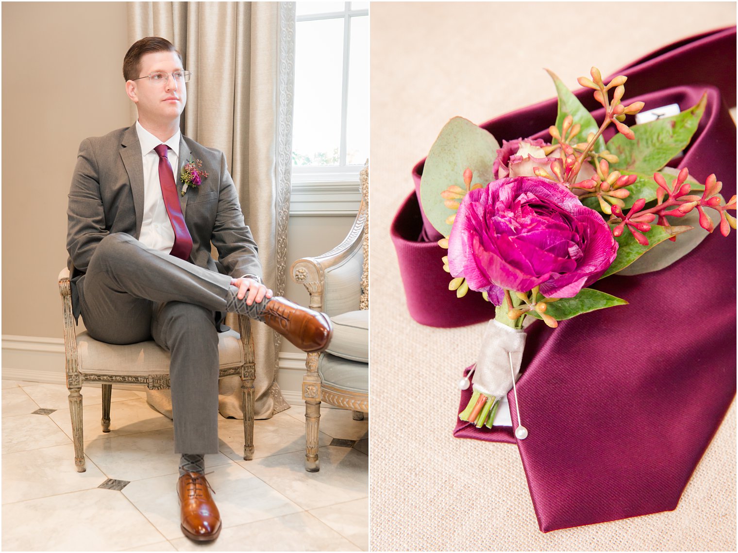 wedding day details for groom at Park Chateau Estate 