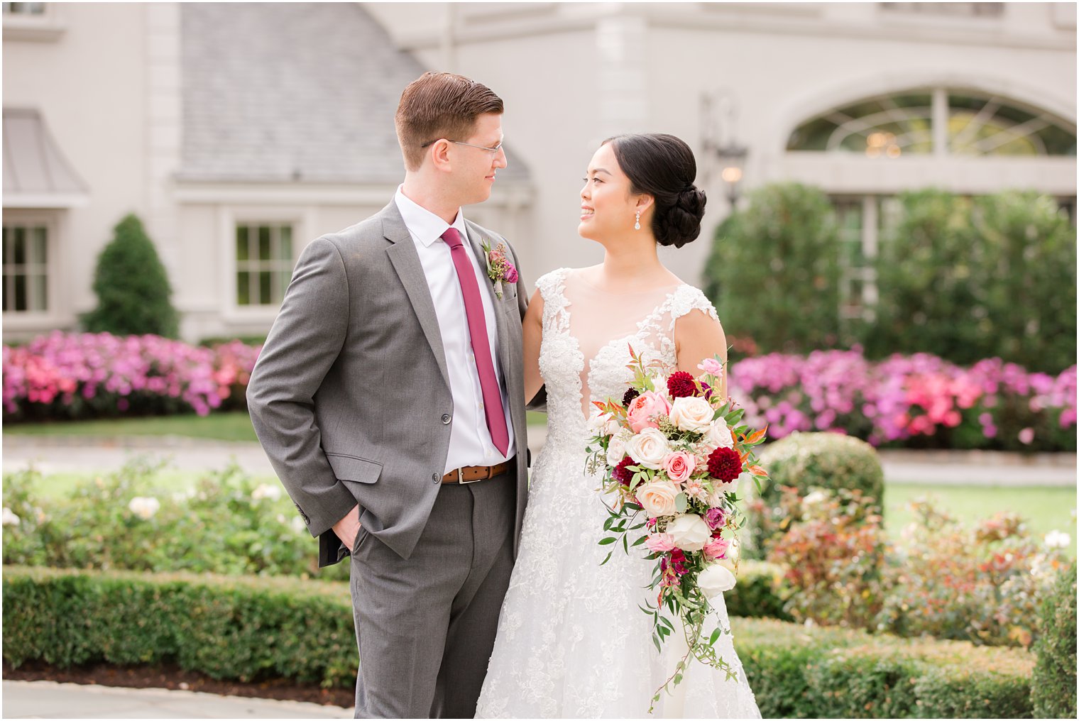 fall wedding with burgundy and pink accents at Park Chateau Estate