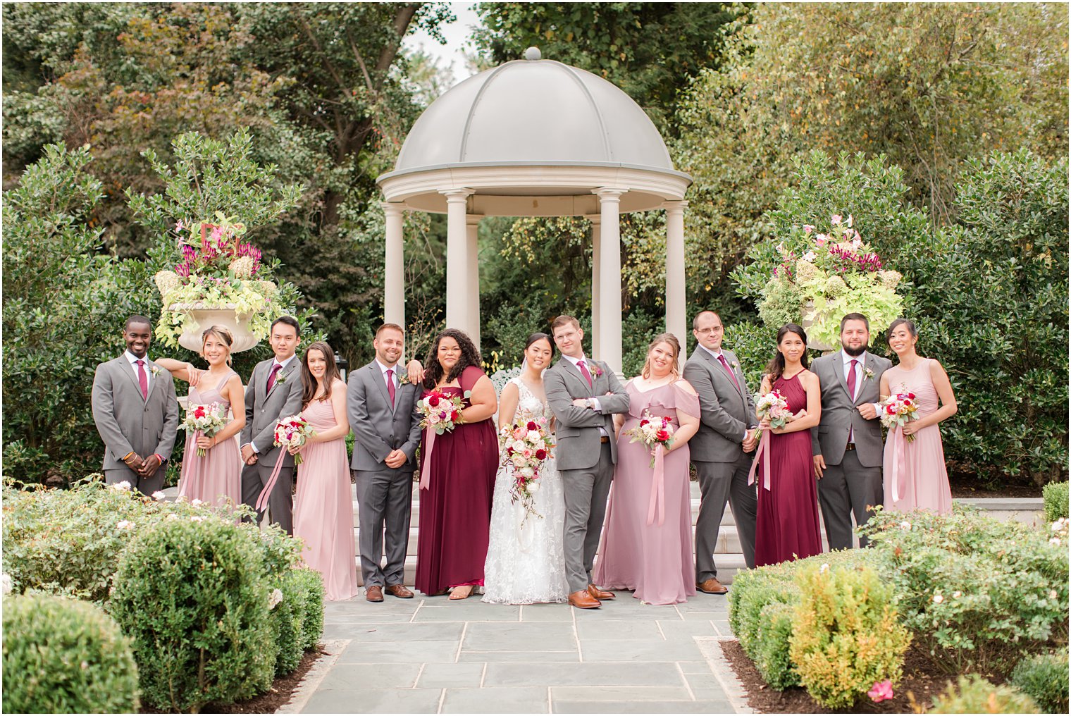 wedding party in mismatched gowns by Idalia Photography