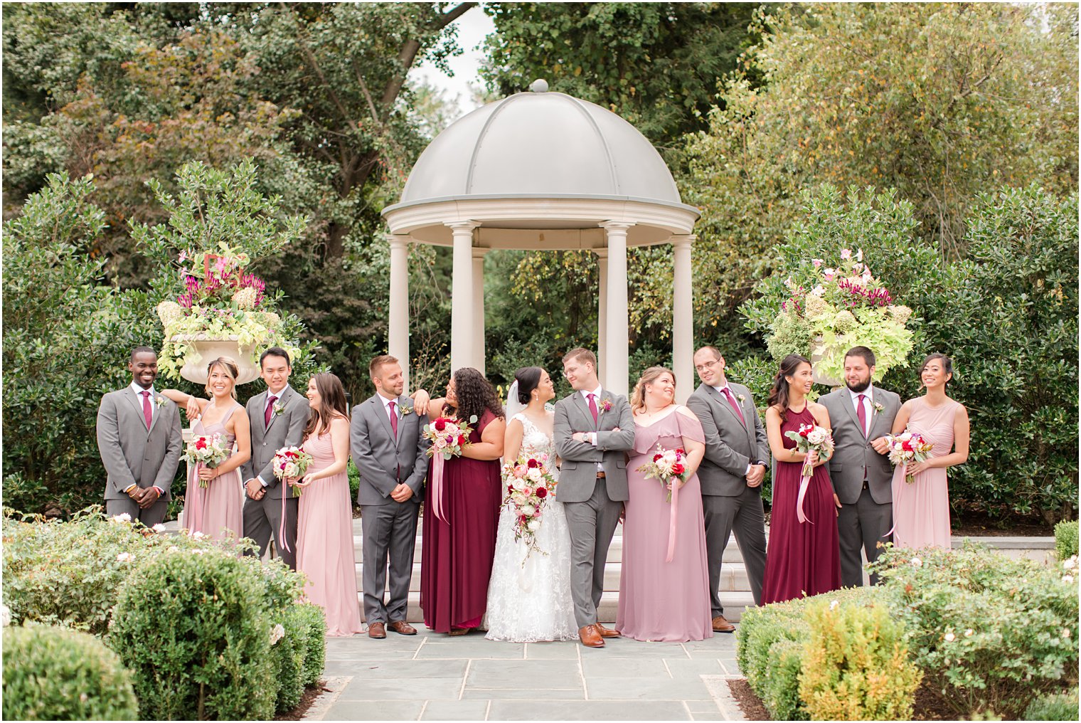 bridal party photos at Park Chateau Estate gardens