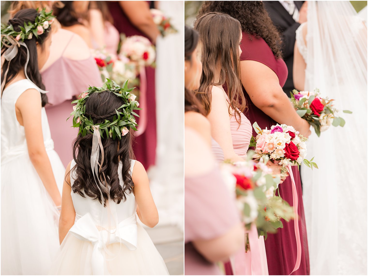 bridesmaids and flower girls watch wedding ceremony photographed by Idalia Photography