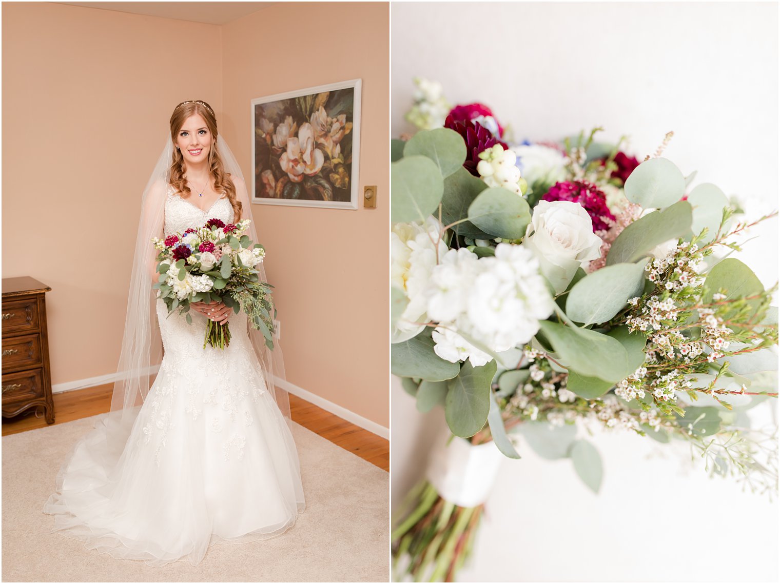 Bride getting ready on wedding day