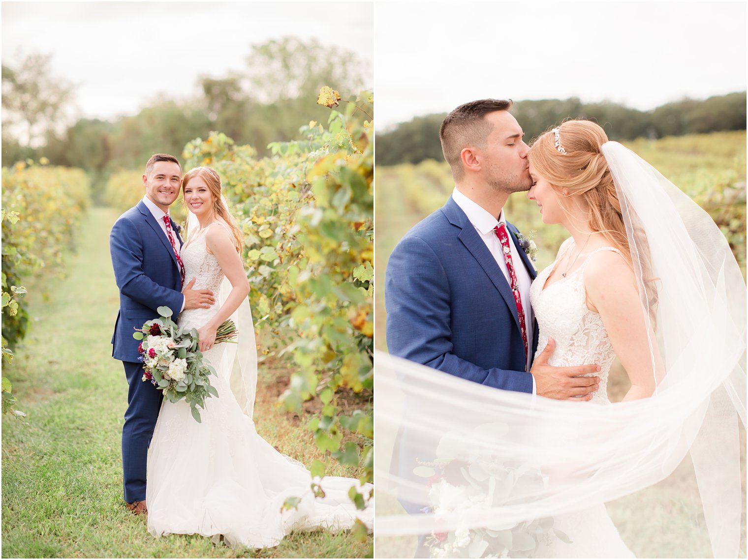 bride and groom portraits at Laurita Winery wedding venue at New Egypt, NJ