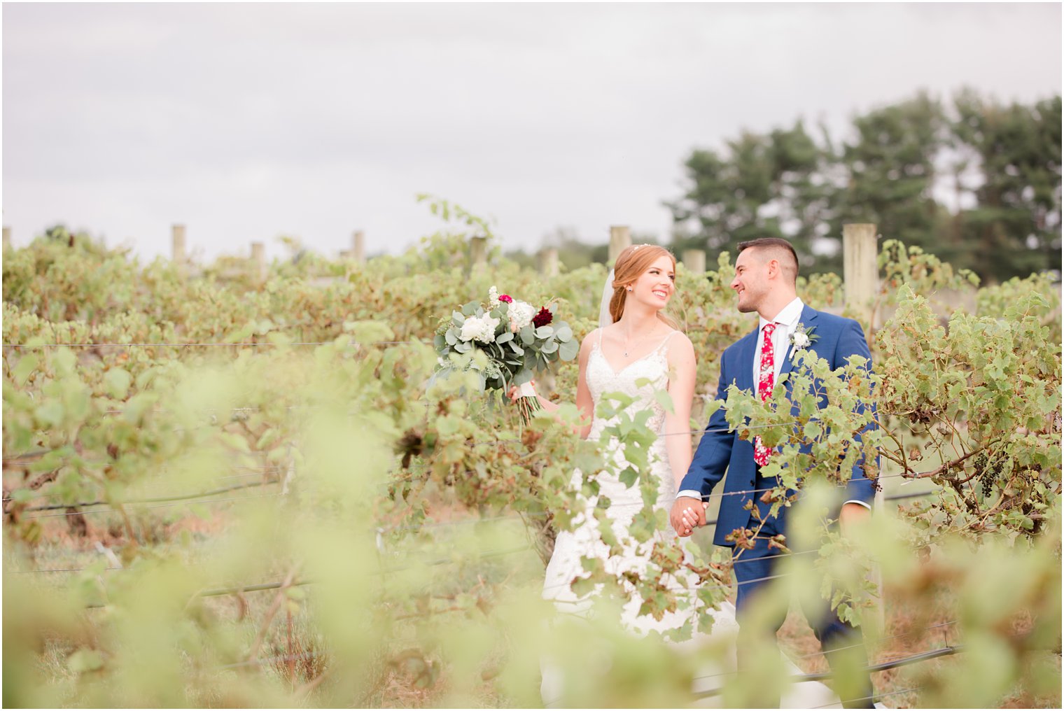 bride and groom portraits at Laurita Winery wedding venue at New Egypt, NJ