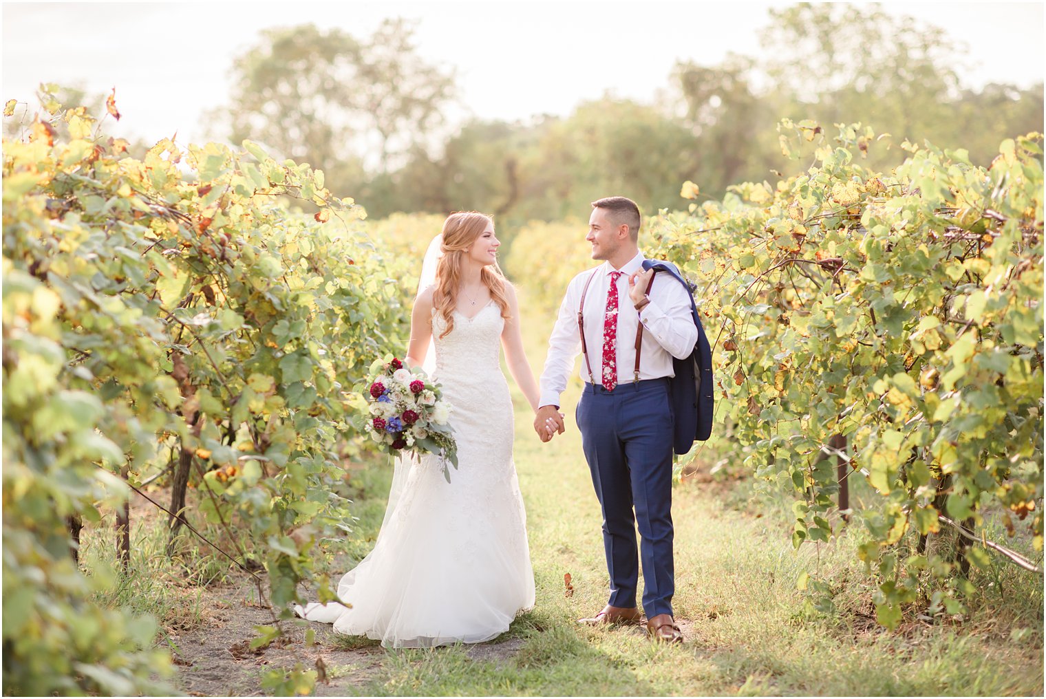 bride and groom portraits at Laurita Winery wedding venue at New Egypt, NJ