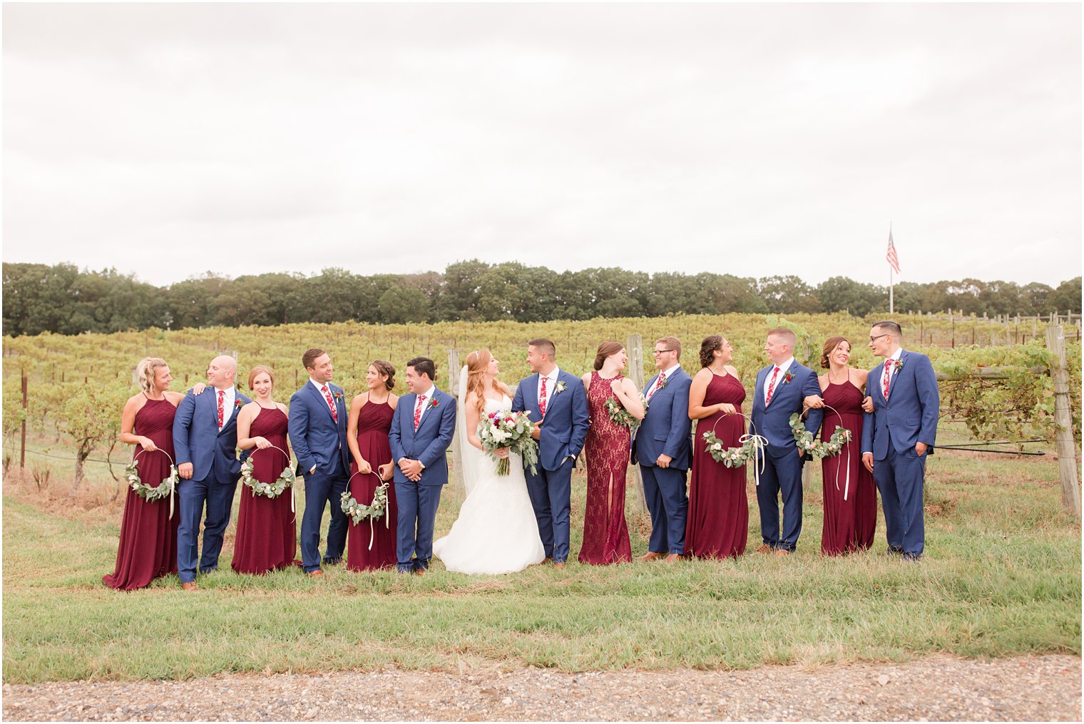 Bridal party photo at Laurita Winery