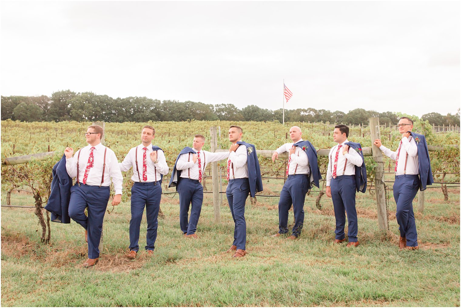 Posed groomsmen photo at Laurita Winery