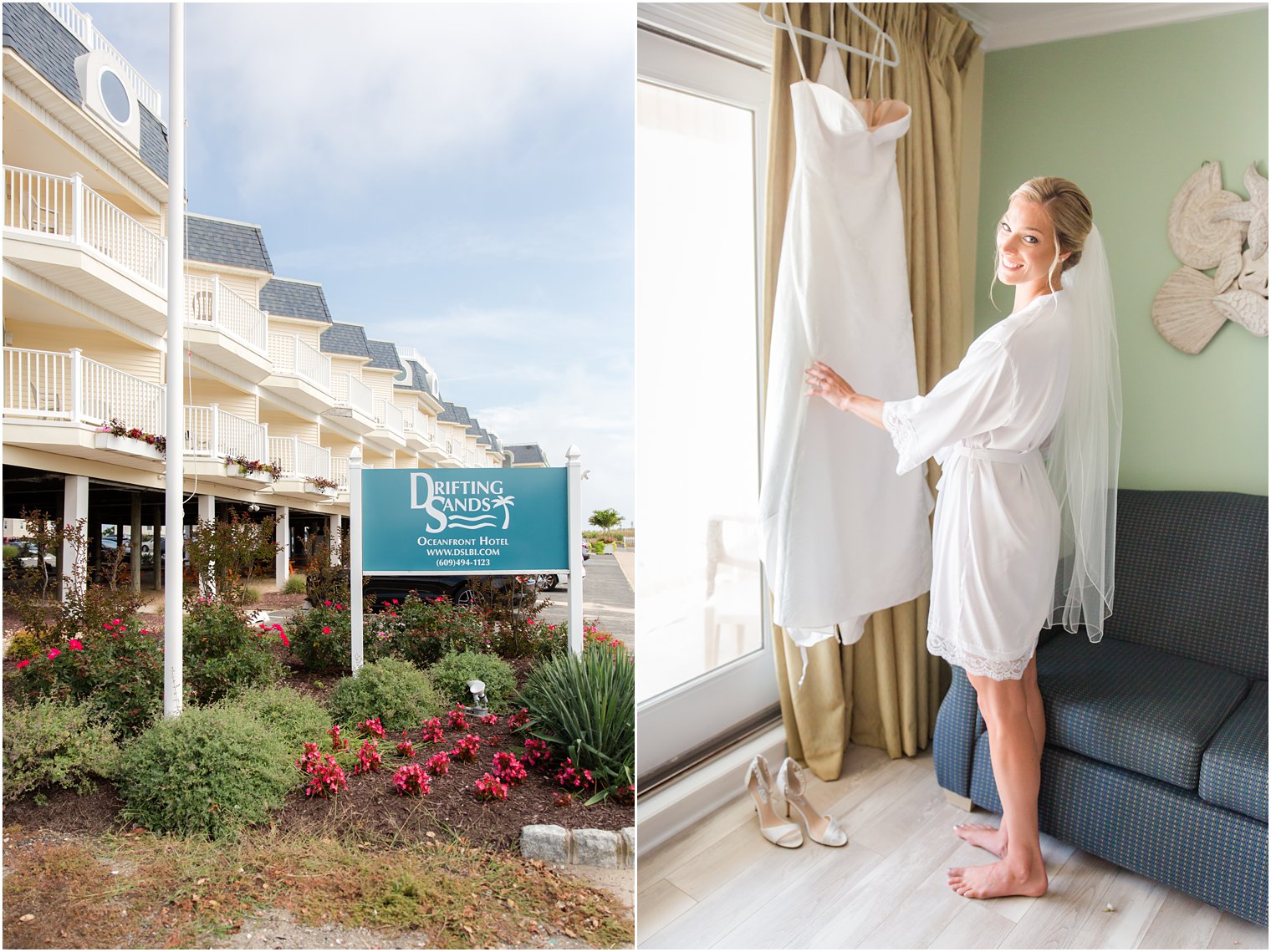 Bride getting ready at Drifting Sands Motel