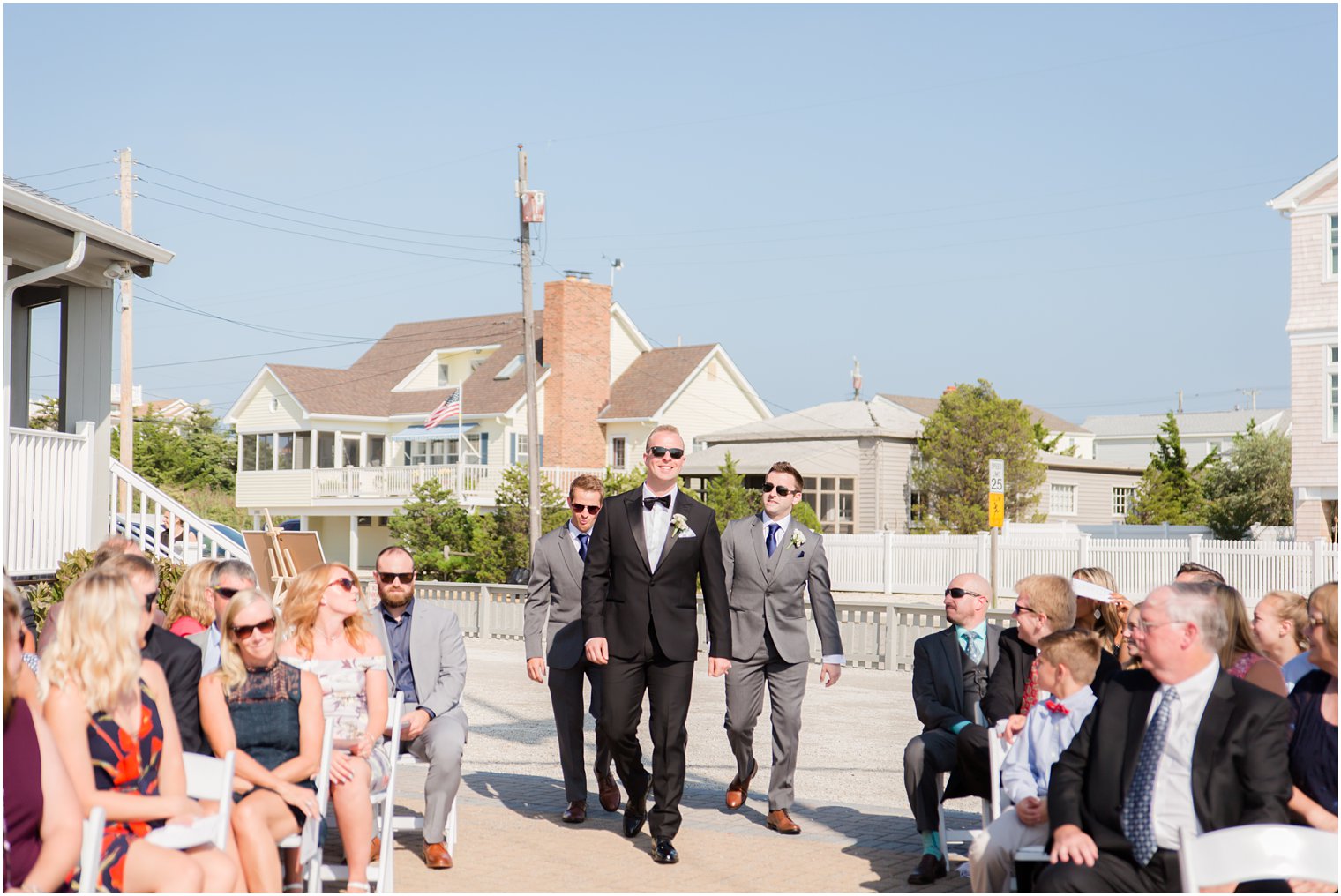 Outdoor wedding ceremony at Brant Beach Yacht Club