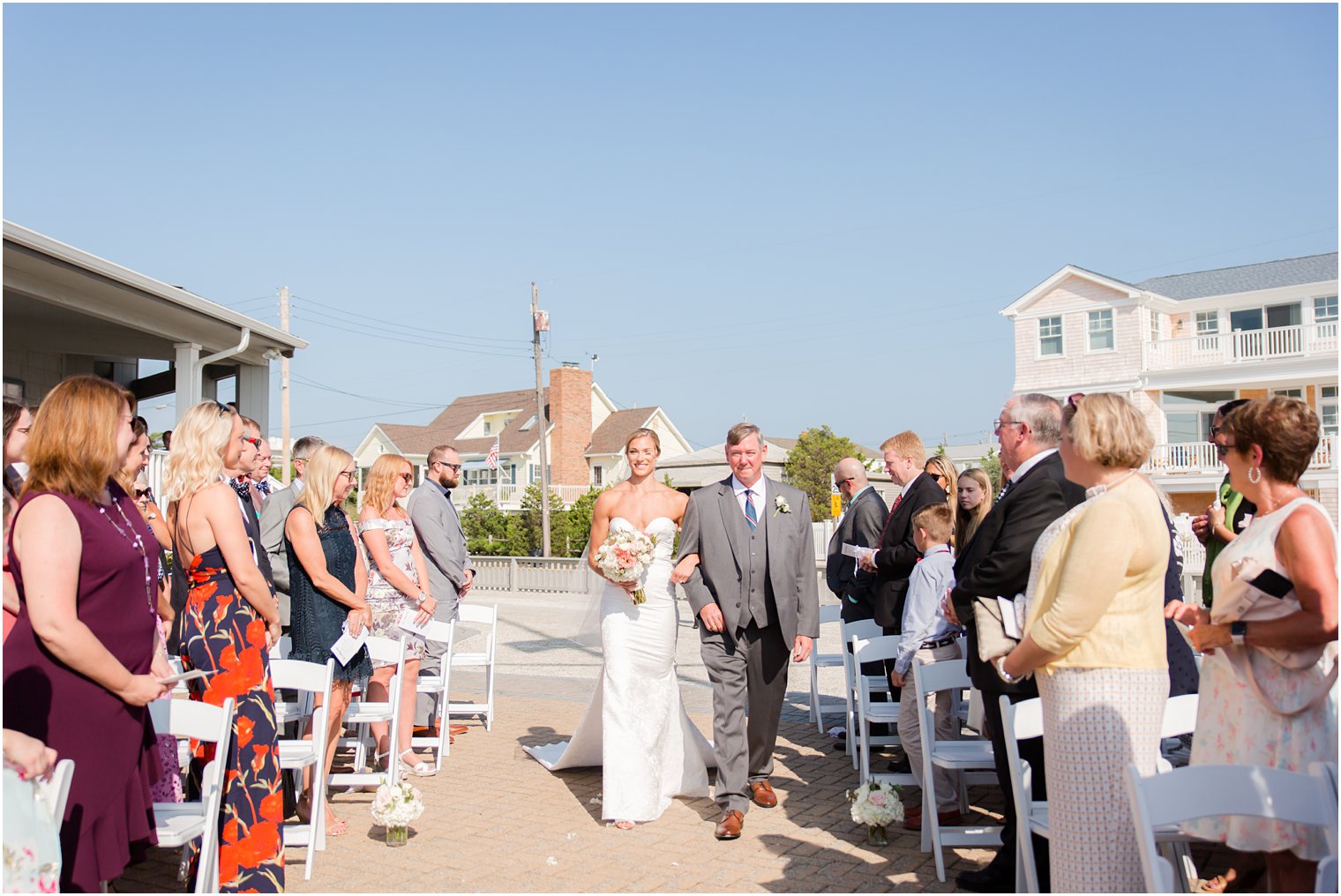 Outdoor wedding ceremony at Brant Beach Yacht Club