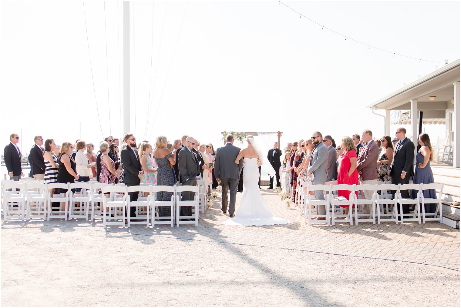 Outdoor wedding ceremony at Brant Beach Yacht Club