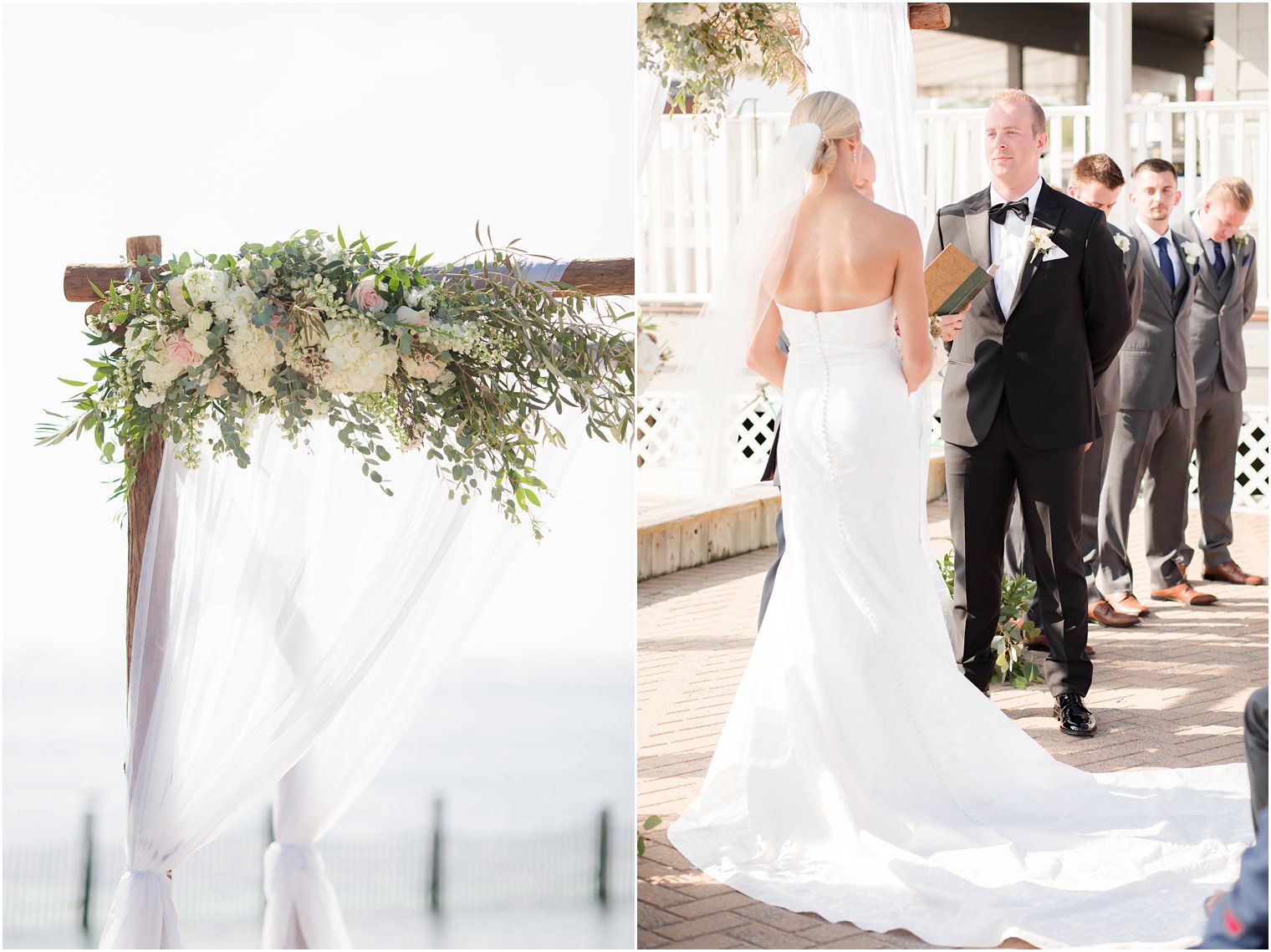 Outdoor wedding ceremony at Brant Beach Yacht Club